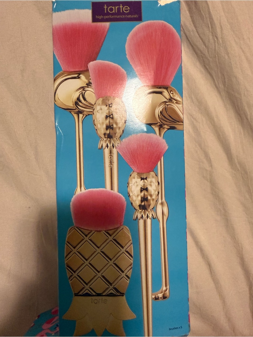 tarte Pink and Gold Pineapple Brush Set